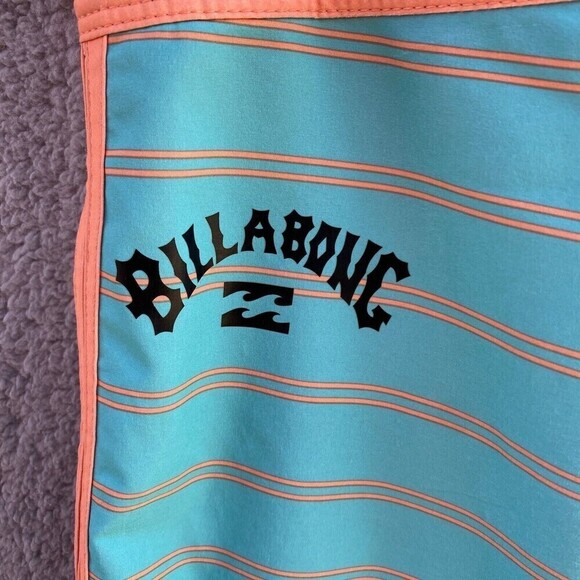 Billabong Recycler 73 Pro Orange Teal Striped Board Shorts Size 25 - Picture 8 of 10
